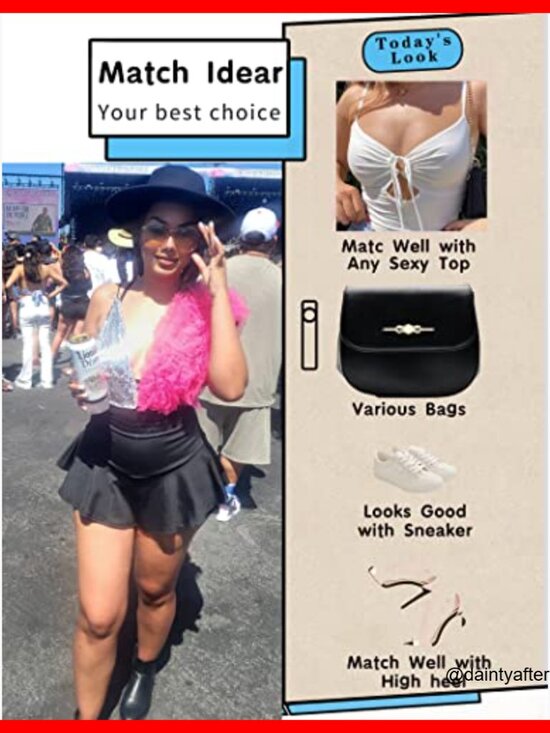 Sexy Mini Skirt with Ruffle Trim High Waist Two Layer Hem - Picture 4 of 7